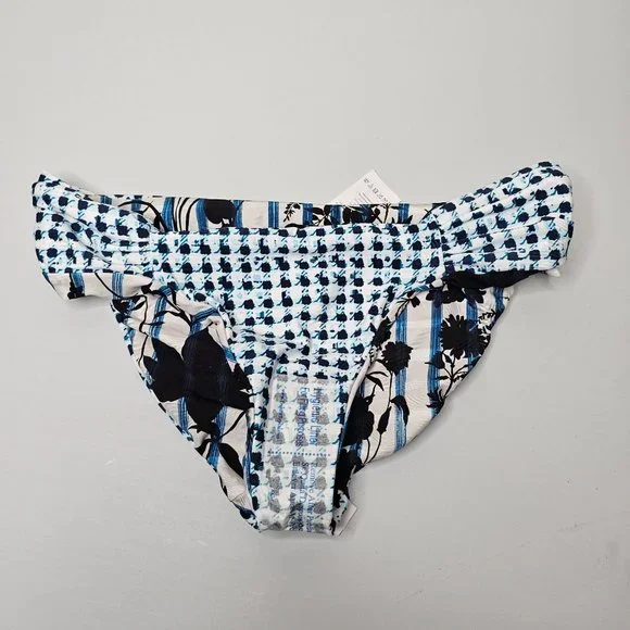 Lucky Brand Size Medium Reversible Shirred Hipster Bikini Bottoms Swim - Picture 6 of 6